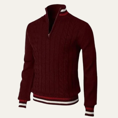 Pull Homme Col Zippé Maille Épaisse et Chaud