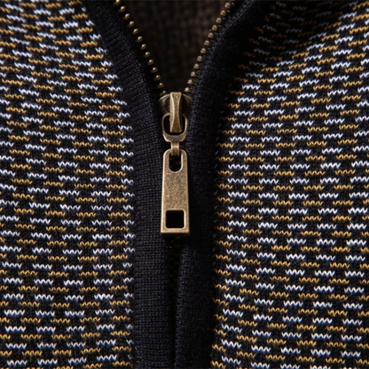 VogeLuxe | Pull à micro-carreaux et fermeture éclair quart de zip pour homme 2