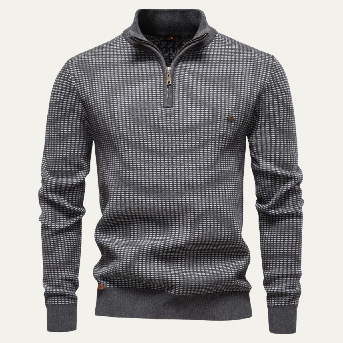 Pull Homme à Carreaux avec Fermeture Éclair