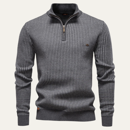 Pull Homme à Carreaux avec Fermeture Éclair
