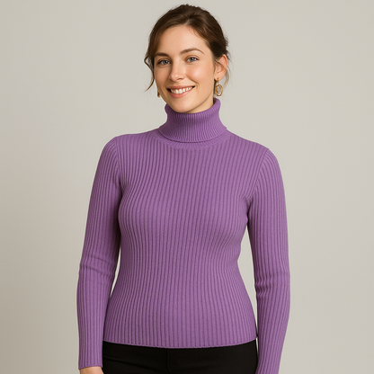VogeLuxe | Pull classique à col roulé côtelé pour femme 0