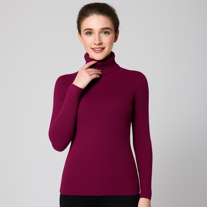 VogeLuxe | Pull classique à col roulé côtelé pour femme 7