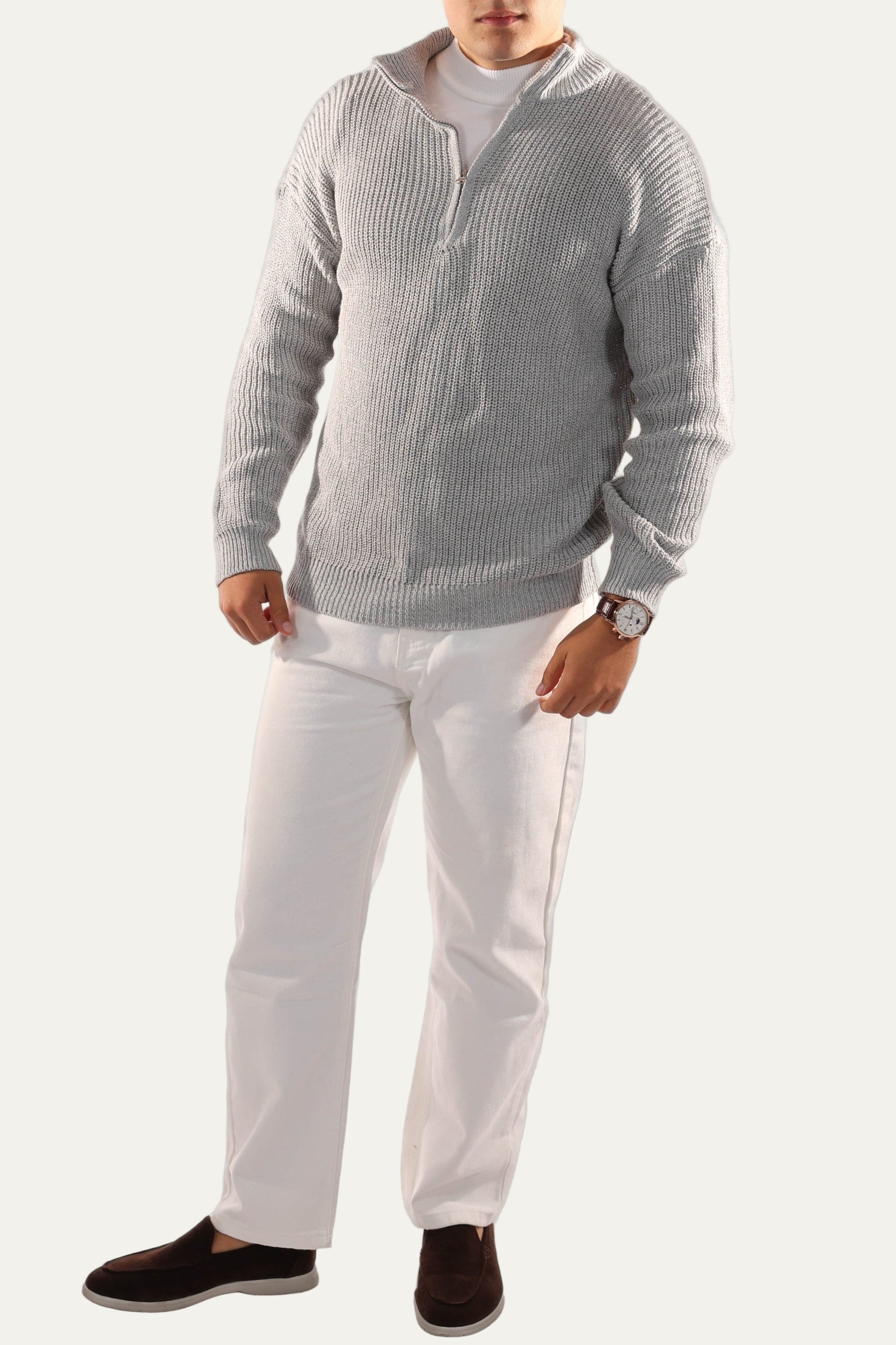 VogeLuxe | Pull classique à col zippé pour homme 3