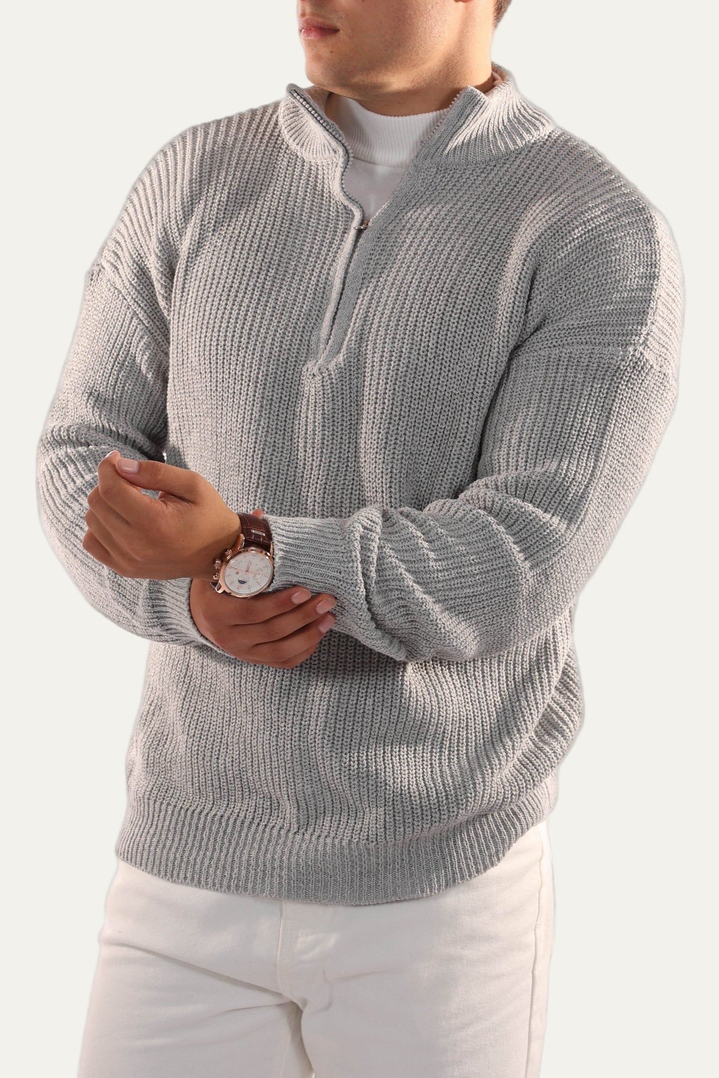 VogeLuxe | Pull classique à col zippé pour homme 4