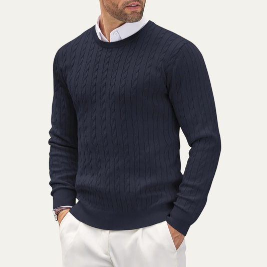 VogeLuxe | Pull classique en coton à torsades pour homme 0