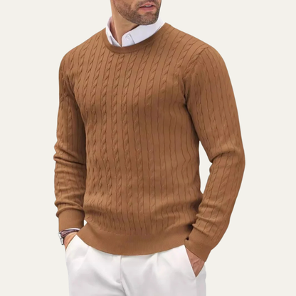 VogeLuxe | Pull classique en coton à torsades pour homme 7