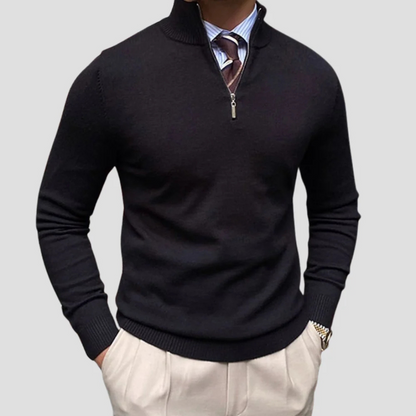 VogeLuxe | Pull classique homme à col montant et fermeture éclair 1/4 0