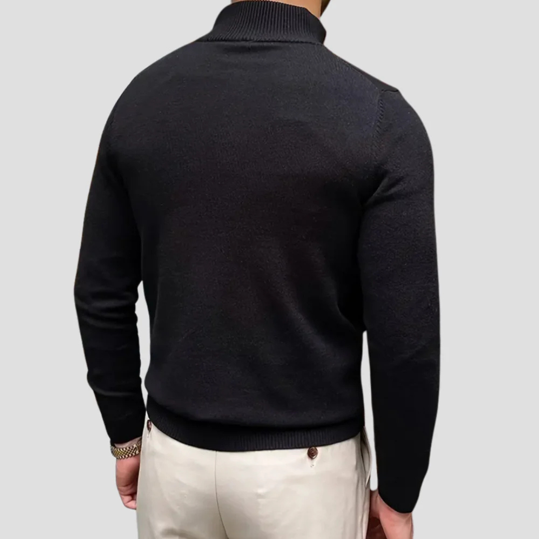 VogeLuxe | Pull classique homme à col montant et fermeture éclair 1/4 2