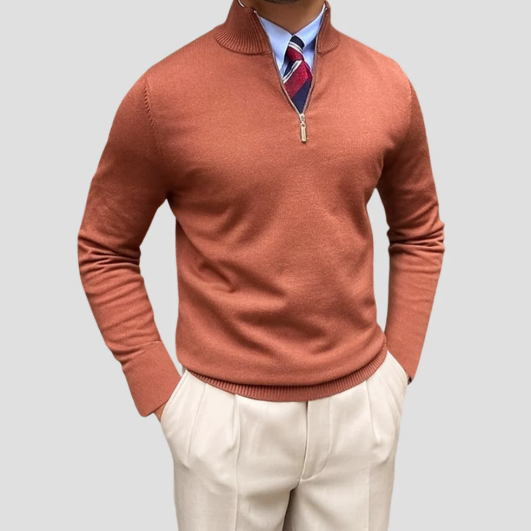 VogeLuxe | Pull classique homme à col montant et fermeture éclair 1/4 3