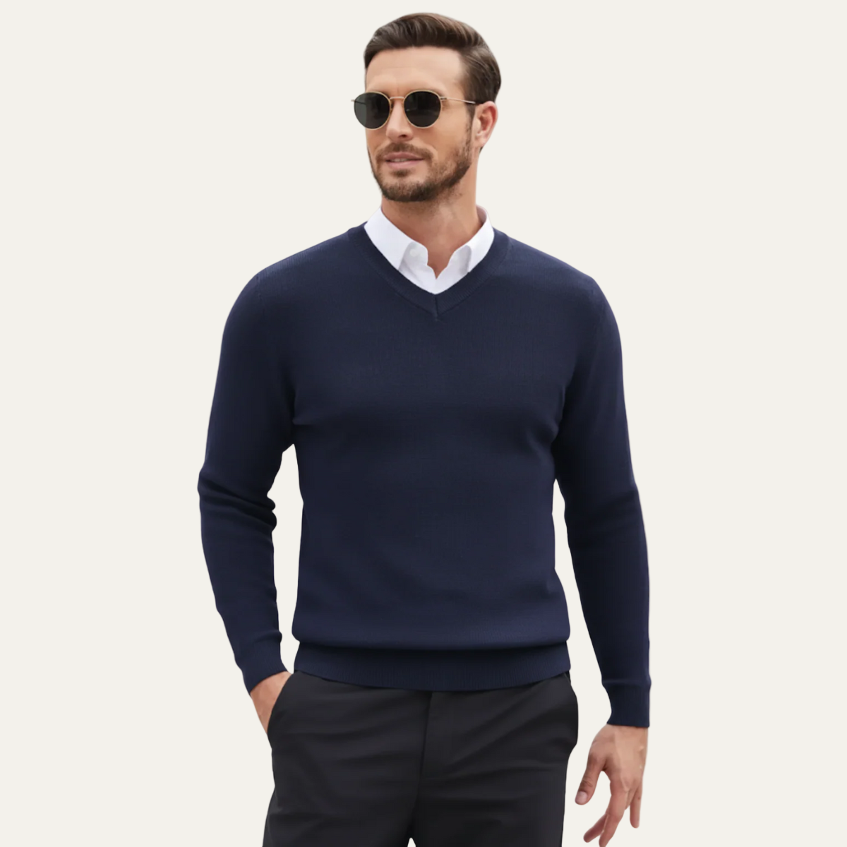 Pull Homme Col V en Maille Fine - PanierRoyale