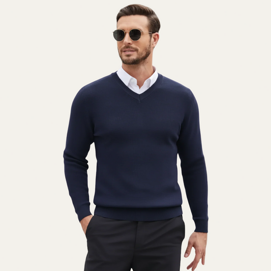 Pull Homme Col V en Maille Fine - PanierRoyale