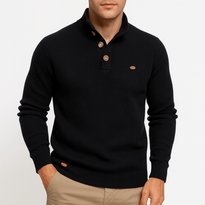 Pull Homme Col Montant Coton Doux et Chaud