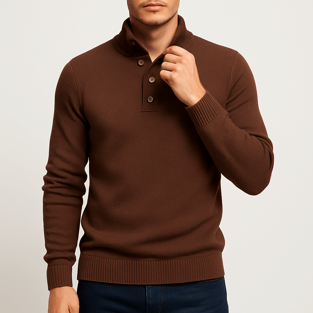 Pull Homme Col Montant Coton Doux et Chaud