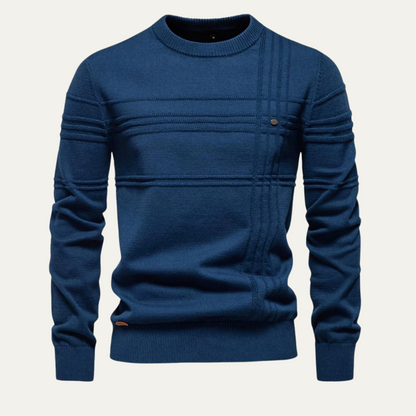 Pull Homme Col Rond Quadrillé Classique