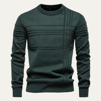 Pull Homme Col Rond Quadrillé Classique