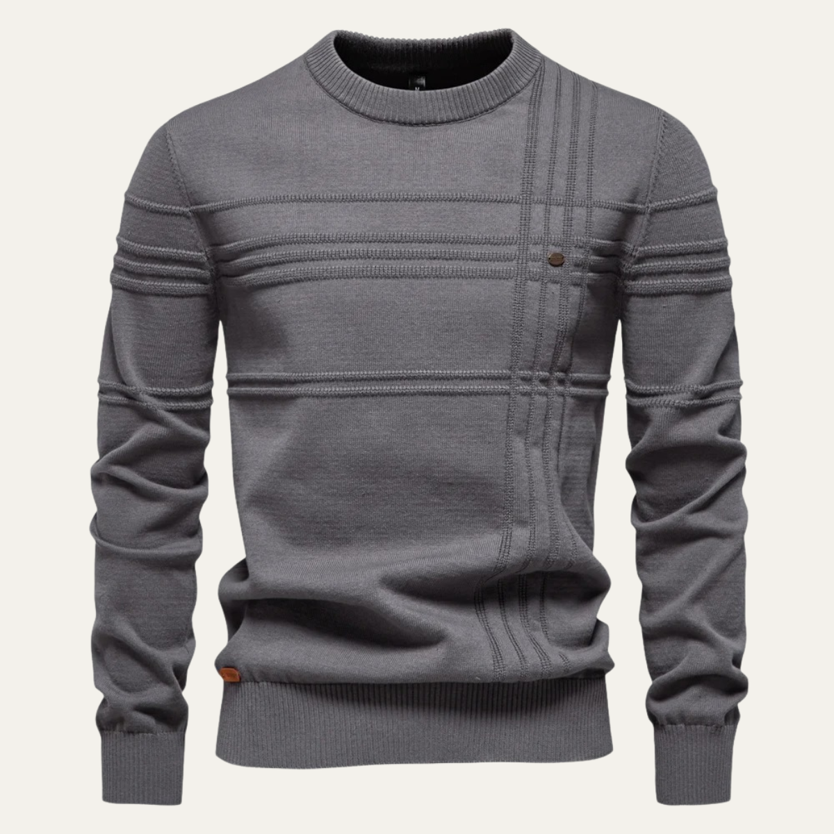 VogeLuxe | Pull col rond à motif quadrillé pour homme 8