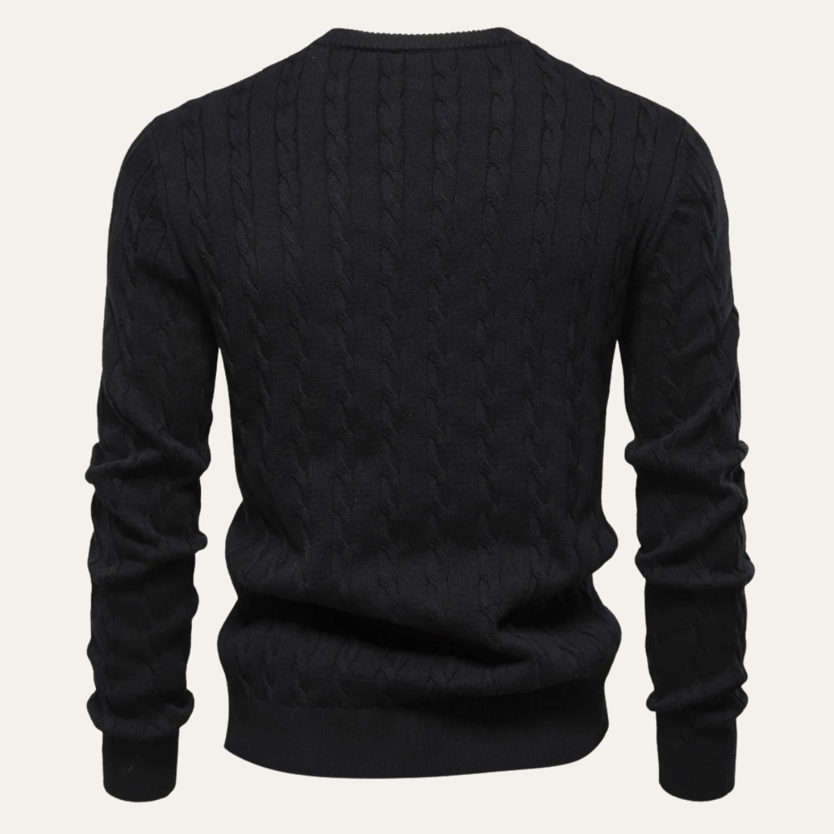 VogeLuxe | Pull col rond classique en maille torsadée brodée pour homme 1