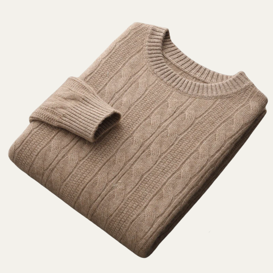 VogeLuxe | Pull col rond classique en maille torsadée pour homme 0