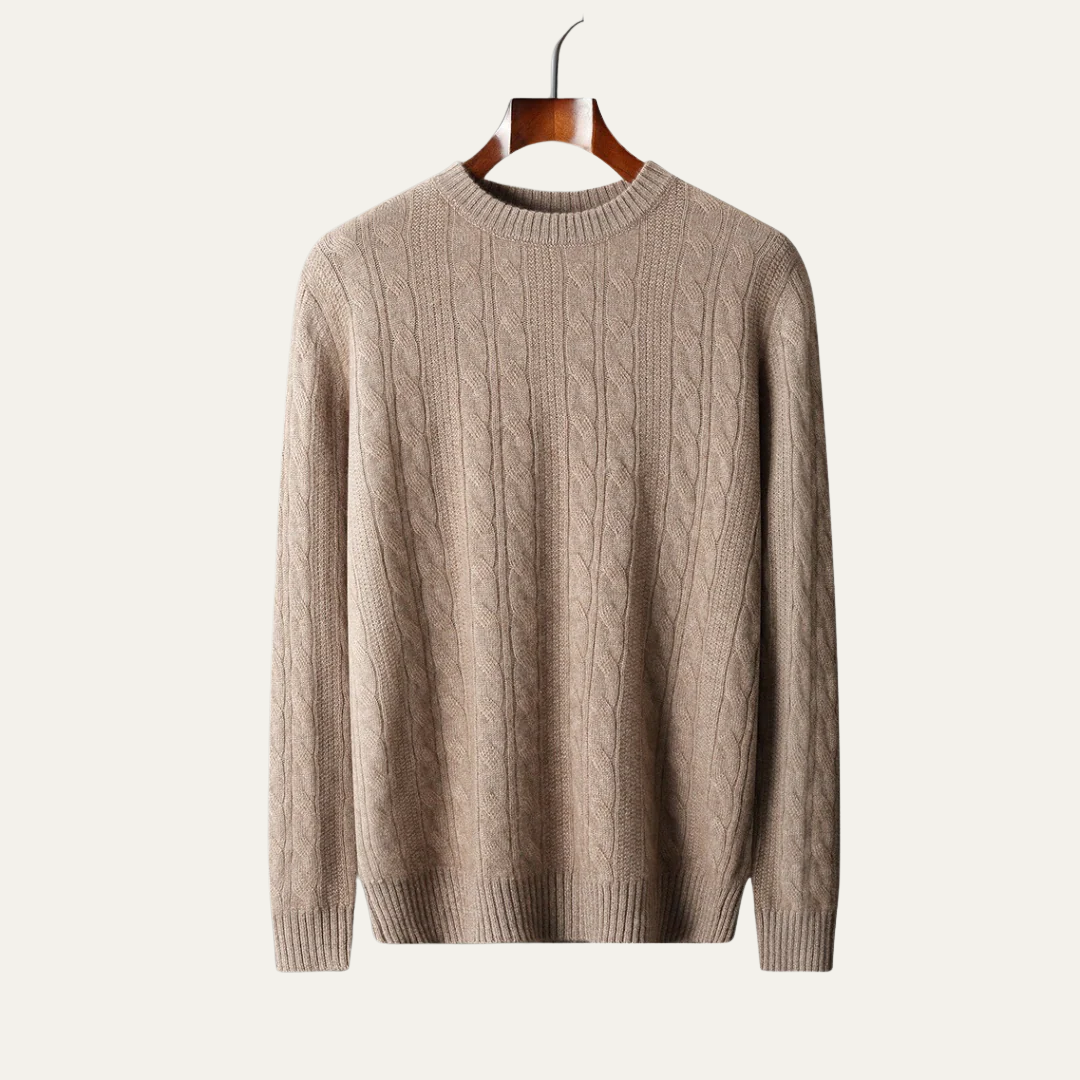 VogeLuxe | Pull col rond classique en maille torsadée pour homme 2