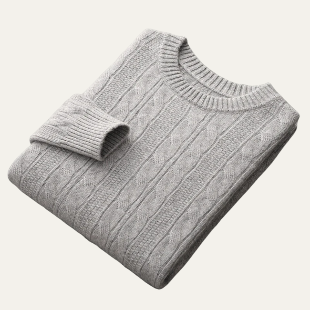 VogeLuxe | Pull col rond classique en maille torsadée pour homme 3