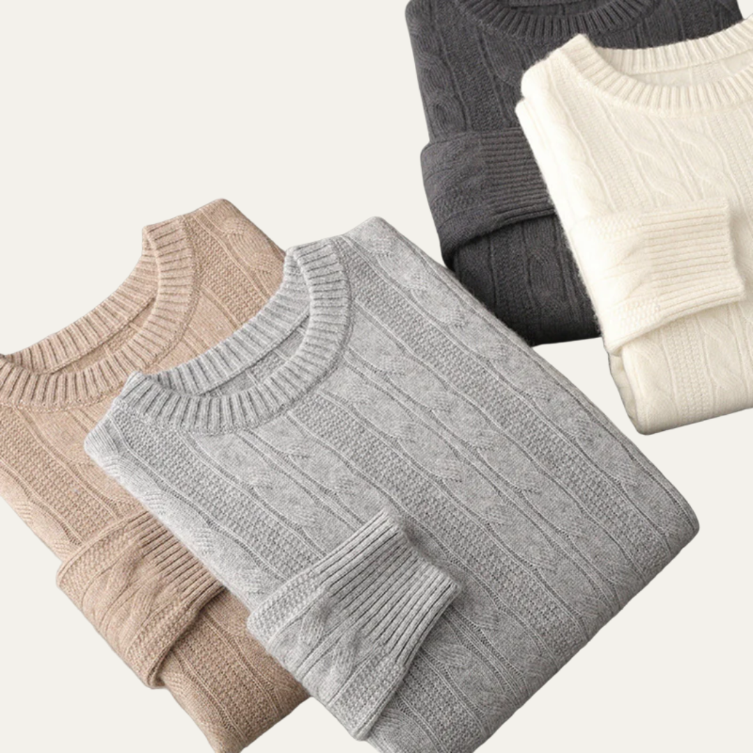 VogeLuxe | Pull col rond classique en maille torsadée pour homme 4
