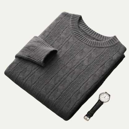 VogeLuxe | Pull col rond classique en maille torsadée pour homme 5