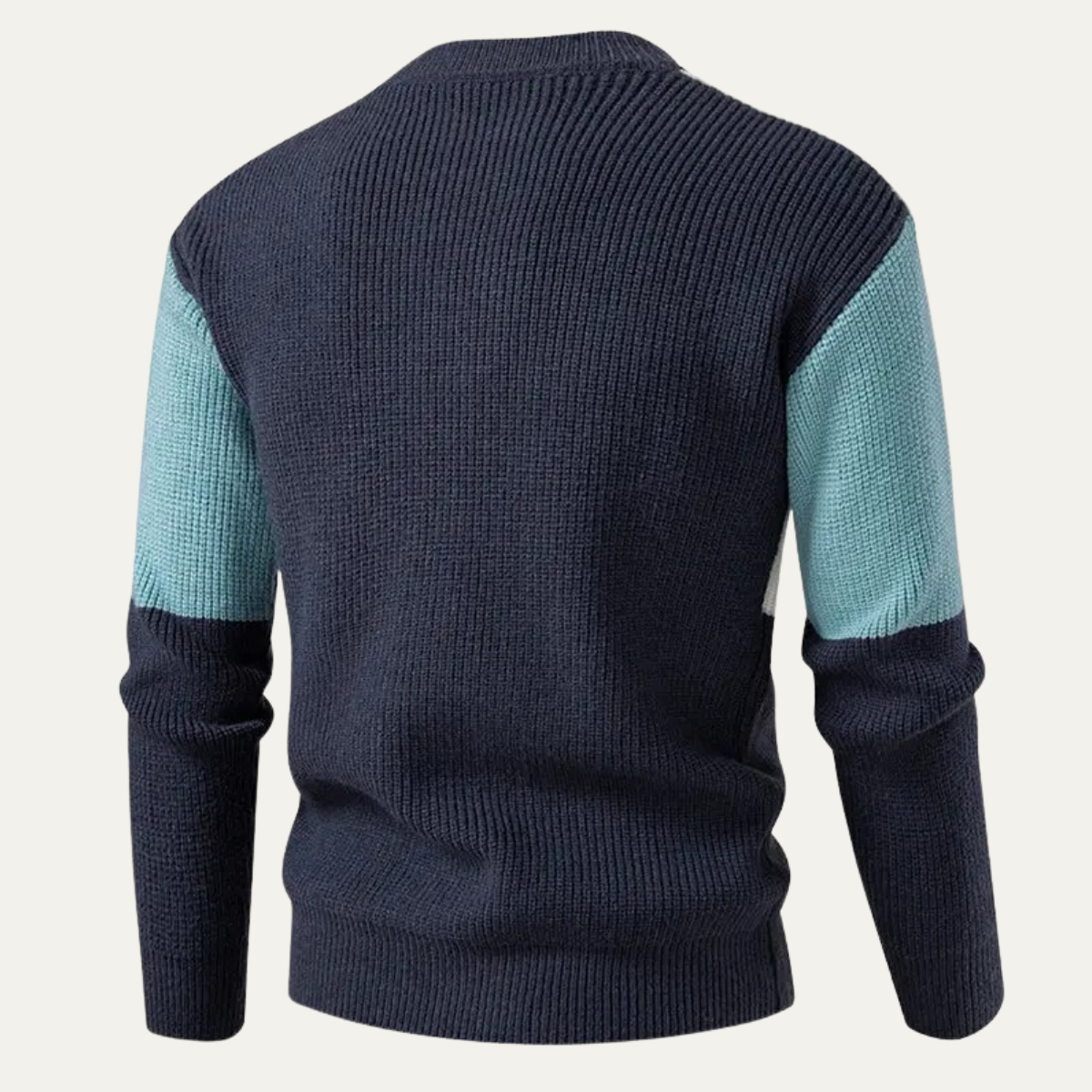 VogeLuxe | Pull col rond côtelé épais à blocs de couleur pour homme 1