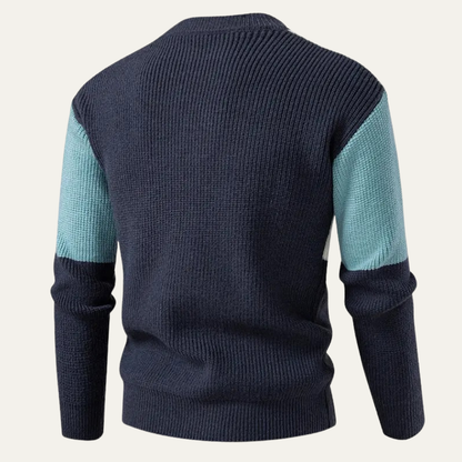 VogeLuxe | Pull col rond côtelé épais à blocs de couleur pour homme 1