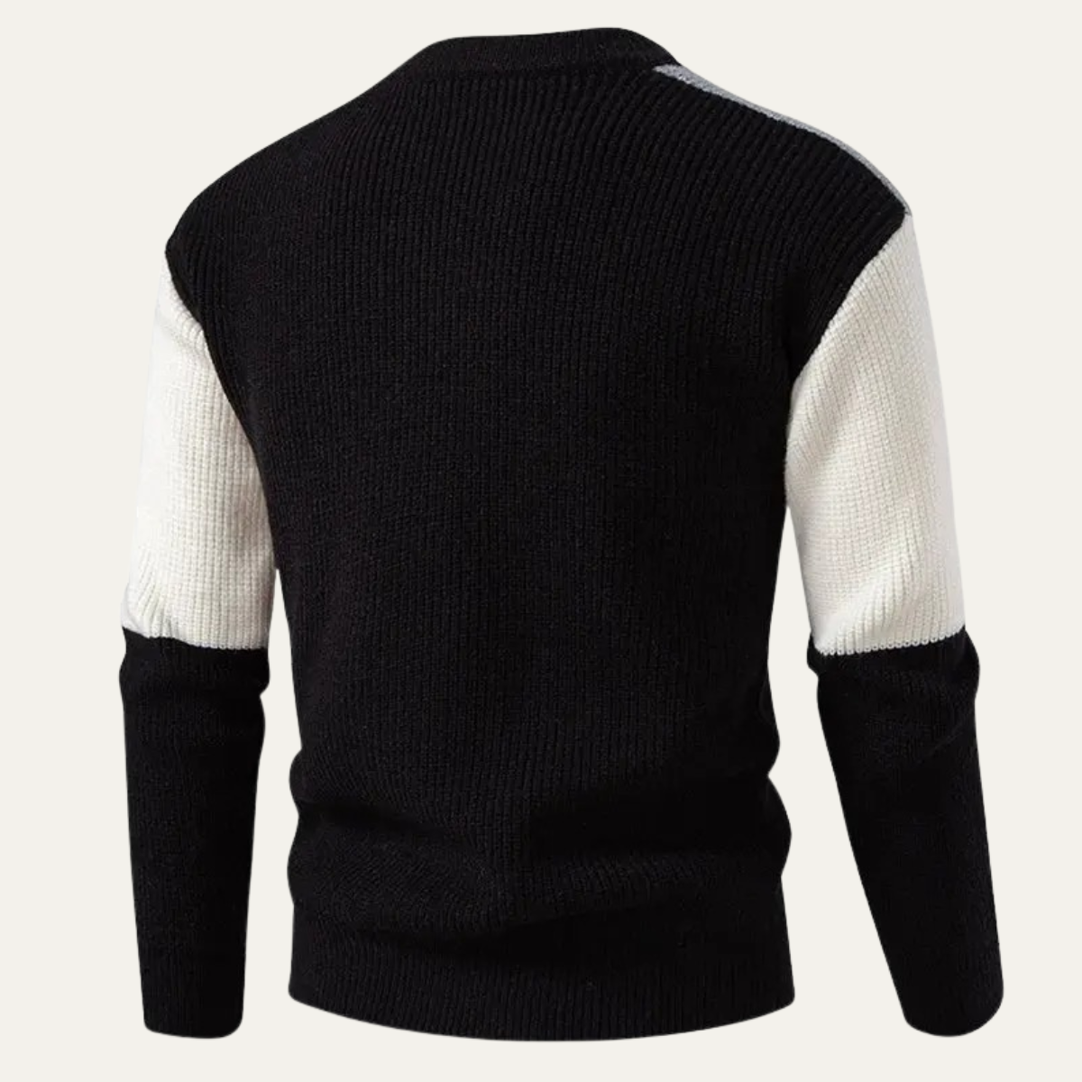 VogeLuxe | Pull col rond côtelé épais à blocs de couleur pour homme 2