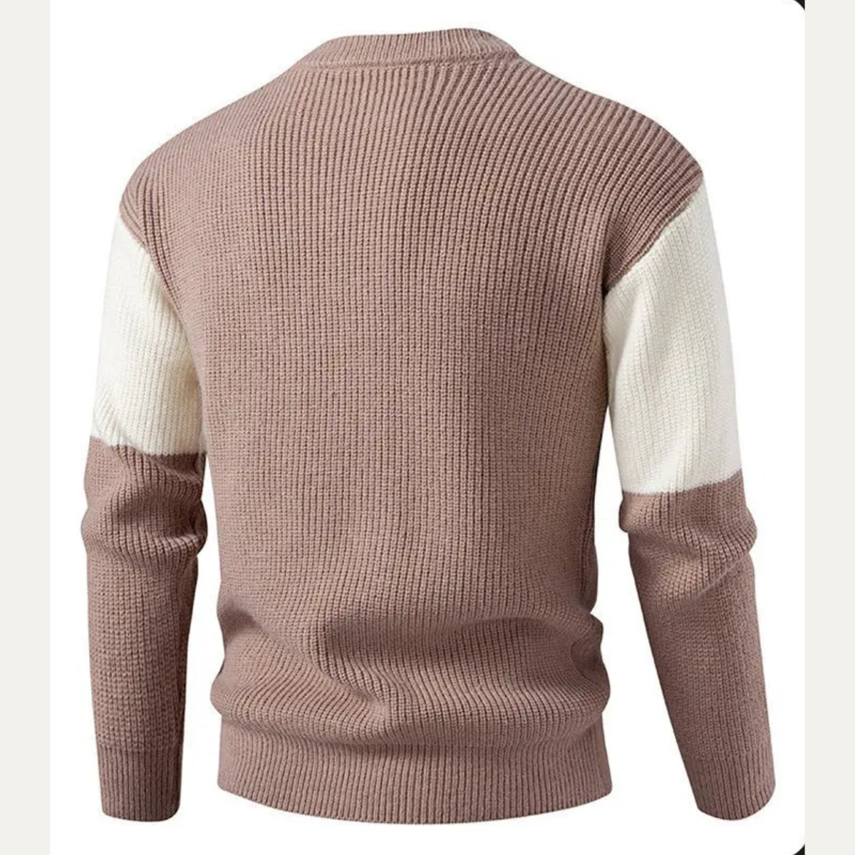 VogeLuxe | Pull col rond côtelé épais à blocs de couleur pour homme 3
