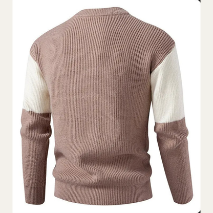 VogeLuxe | Pull col rond côtelé épais à blocs de couleur pour homme 3