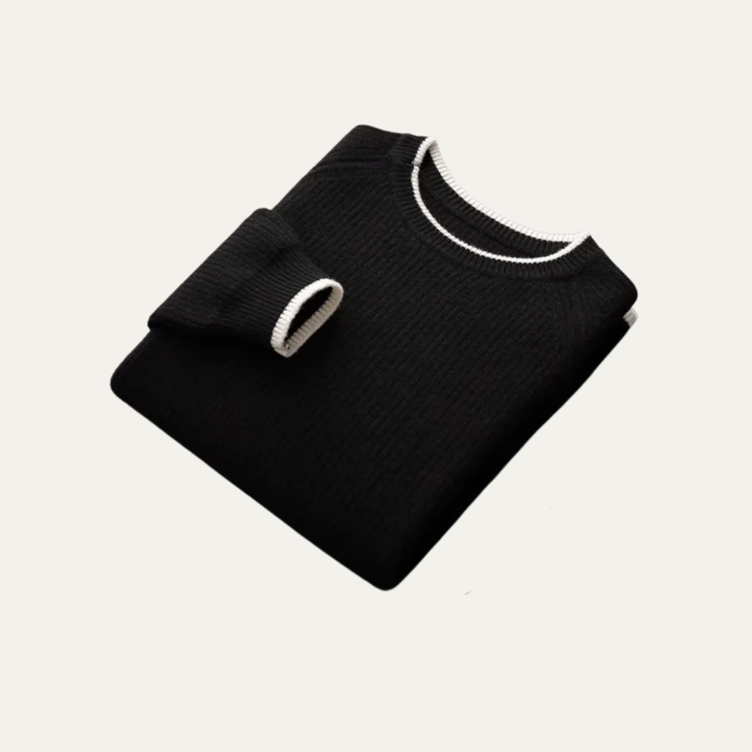 VogeLuxe | Pull col rond côtelé homme avec finitions contrastées 2