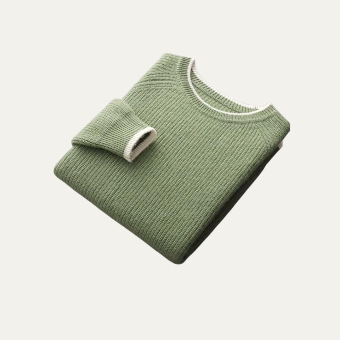 VogeLuxe | Pull col rond côtelé homme avec finitions contrastées 3