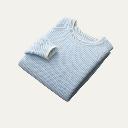 VogeLuxe | Pull col rond côtelé homme avec finitions contrastées 4
