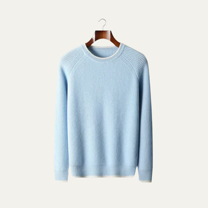 VogeLuxe | Pull col rond côtelé homme avec finitions contrastées 6