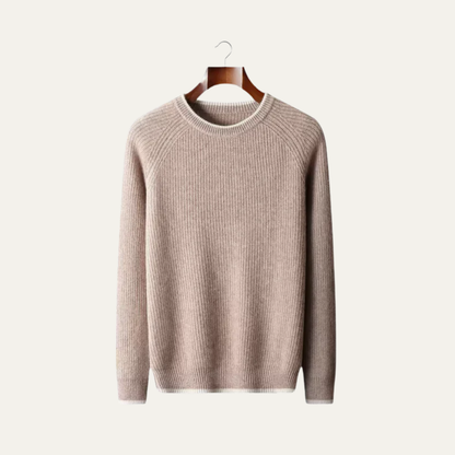 VogeLuxe | Pull col rond côtelé homme avec finitions contrastées 8