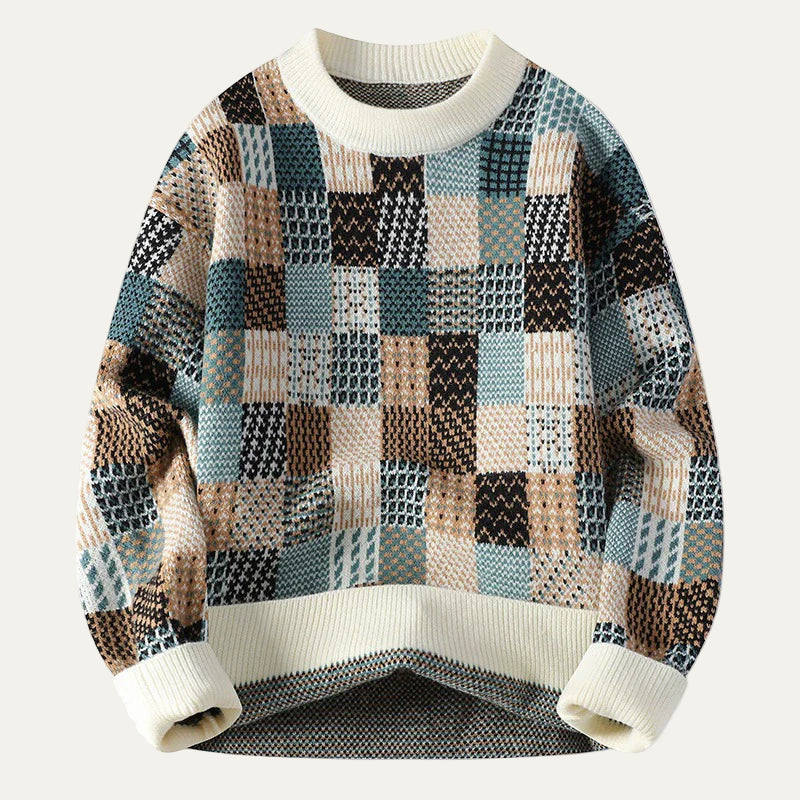Pull Homme Col Rond Coloré Patchwork - PanierRoyale