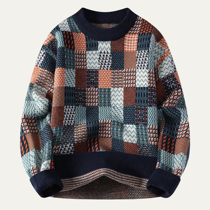 VogeLuxe | Pull col rond patchwork pour homme 1