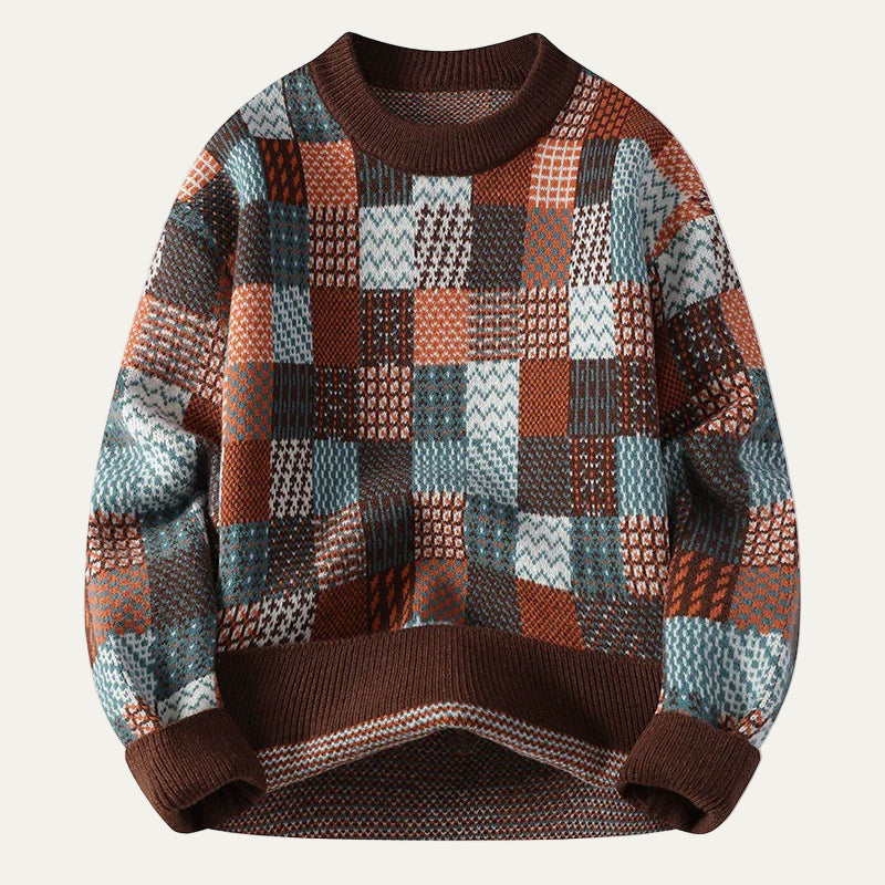 VogeLuxe | Pull col rond patchwork pour homme 2