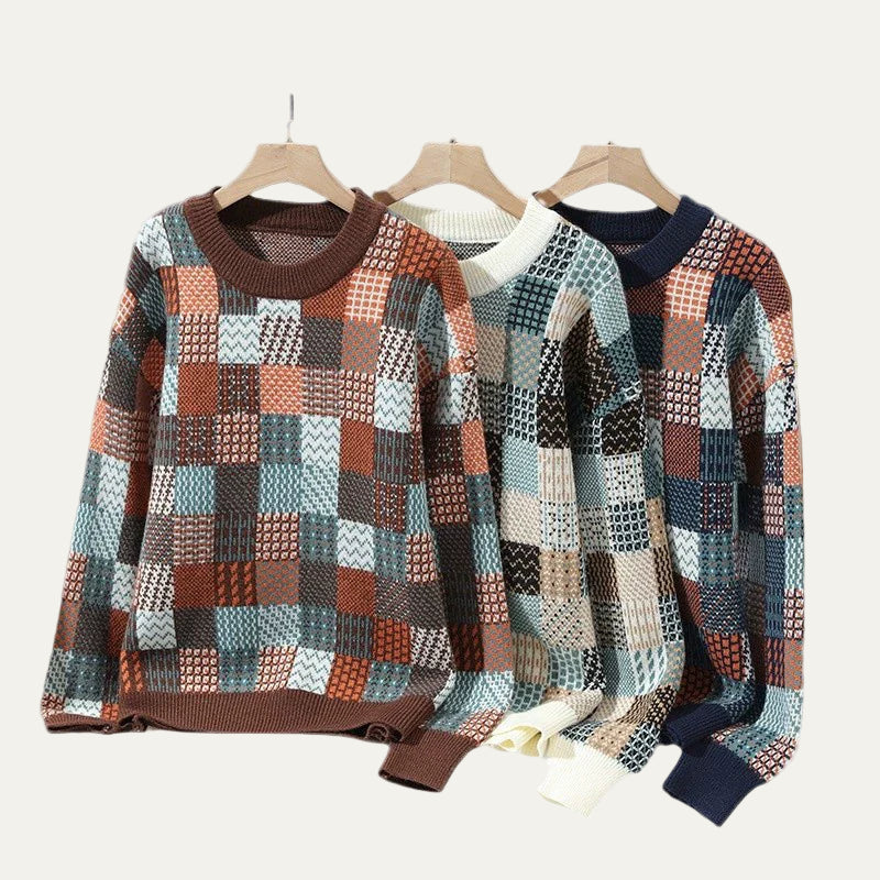 VogeLuxe | Pull col rond patchwork pour homme 3
