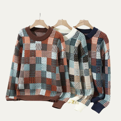 VogeLuxe | Pull col rond patchwork pour homme 3