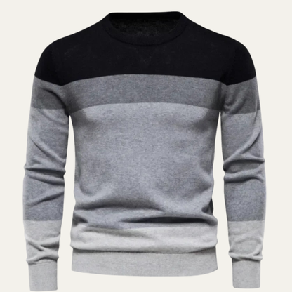 Pull Homme Rayé Col Rond Chaud et Confortable