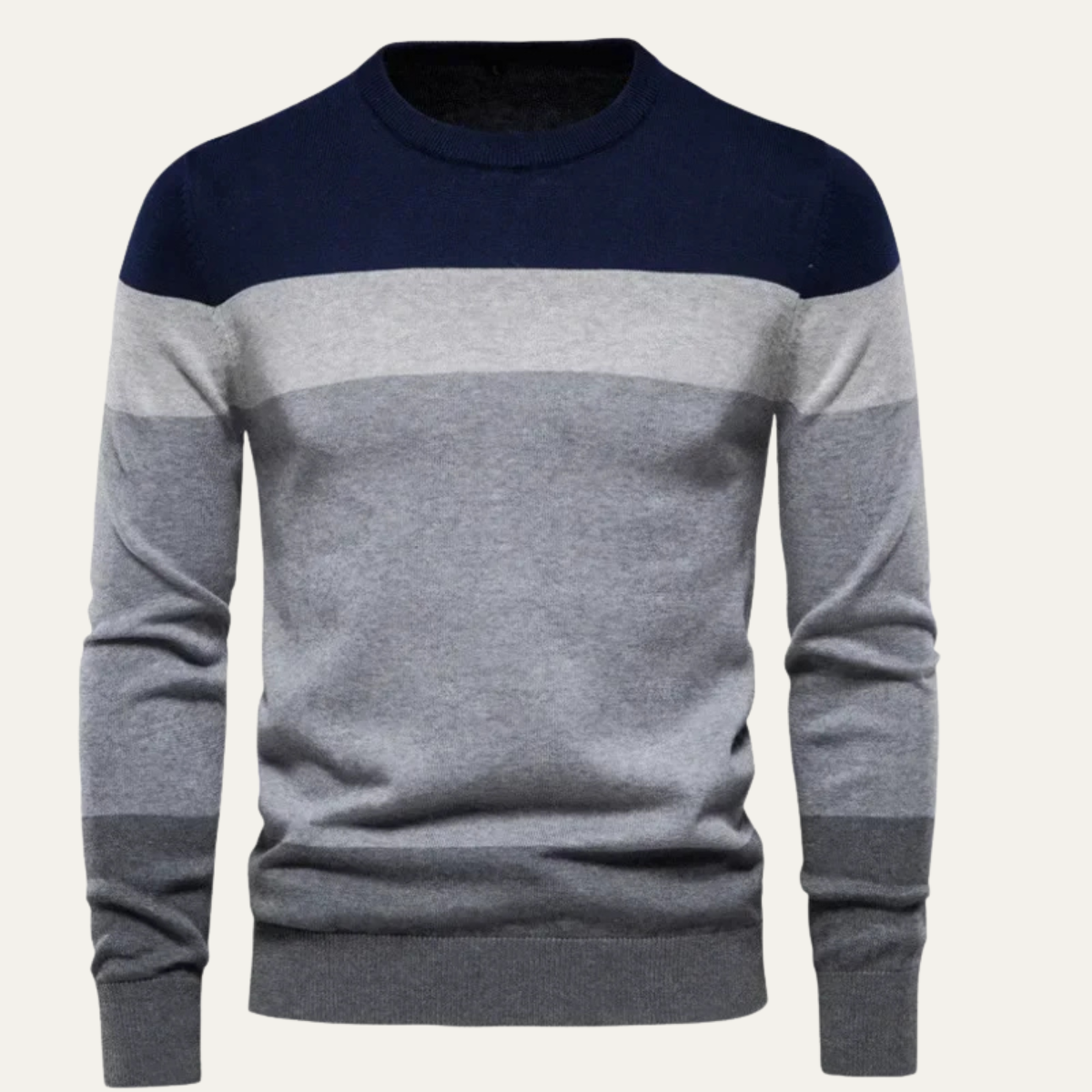 Pull Homme Rayé Col Rond Chaud et Confortable