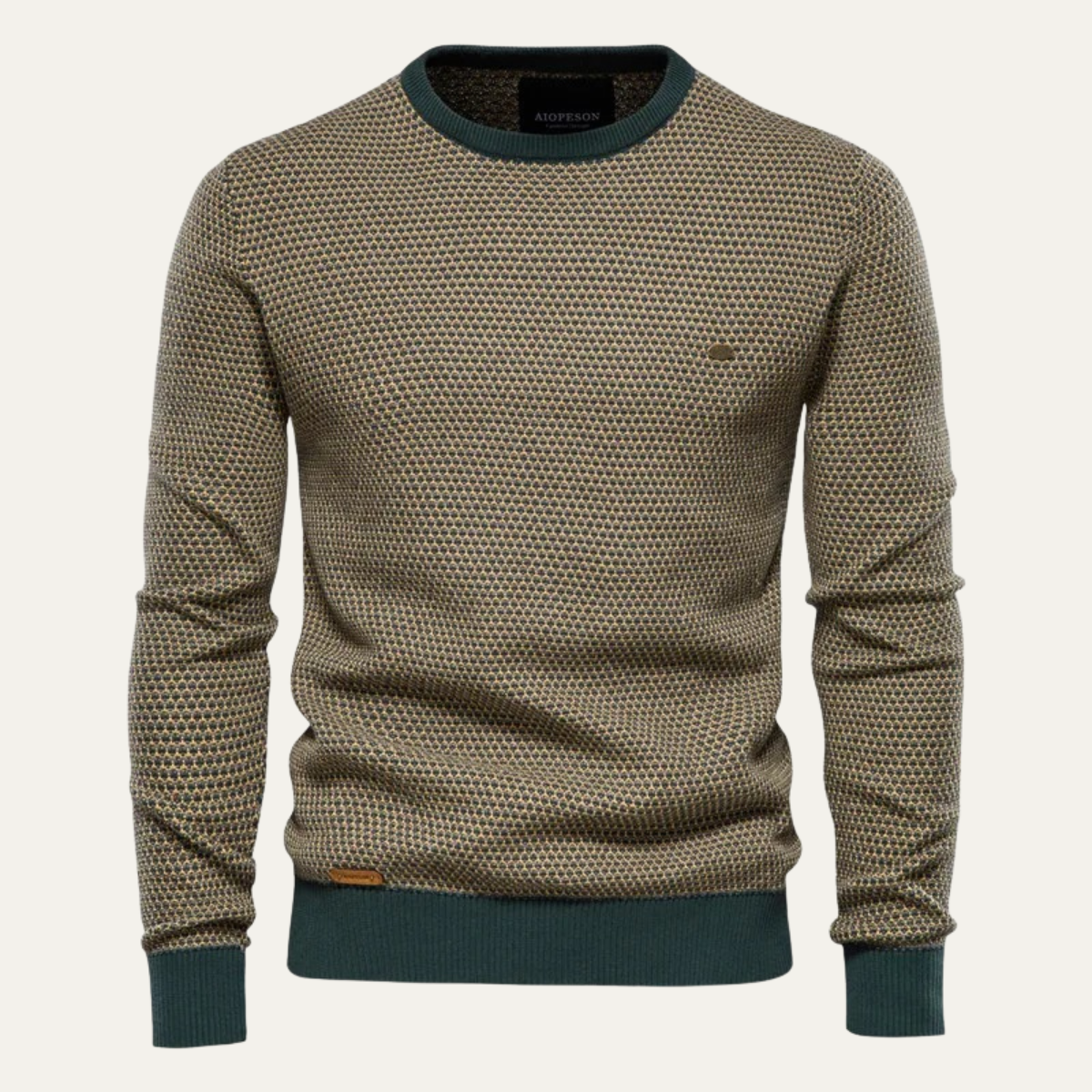 VogeLuxe | Pull col rond texturé bicolore pour homme 0