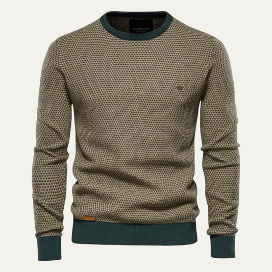 VogeLuxe | Pull col rond texturé bicolore pour homme 0
