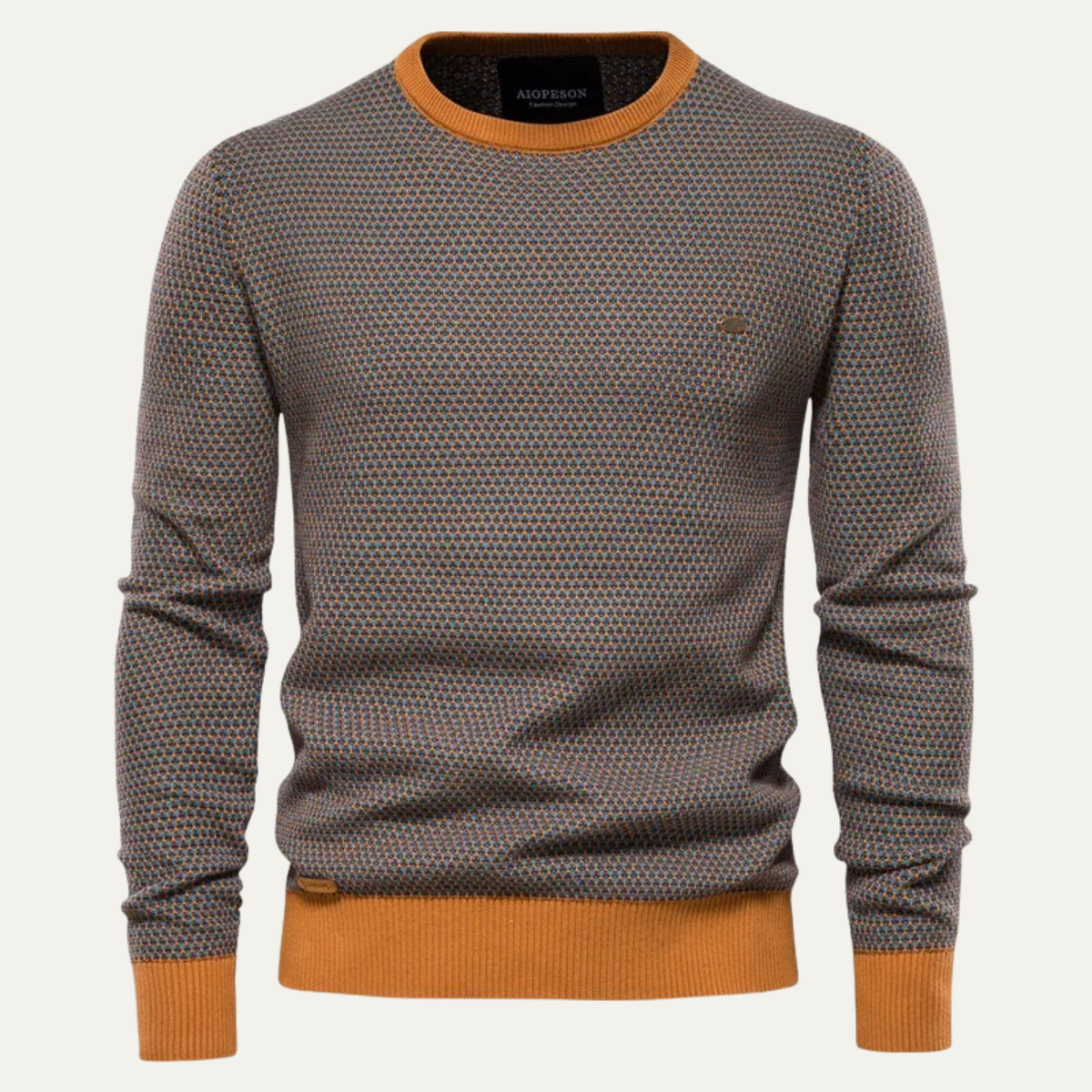 VogeLuxe | Pull col rond texturé bicolore pour homme 7
