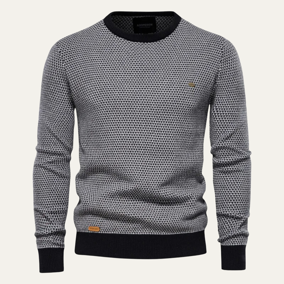 VogeLuxe | Pull col rond texturé bicolore pour homme 8