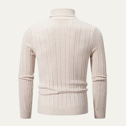 VogeLuxe | Pull col roulé ajusté en maille torsadée pour homme 1