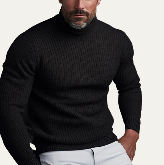 VogeLuxe | Pull col roulé côtelé classique pour homme 0