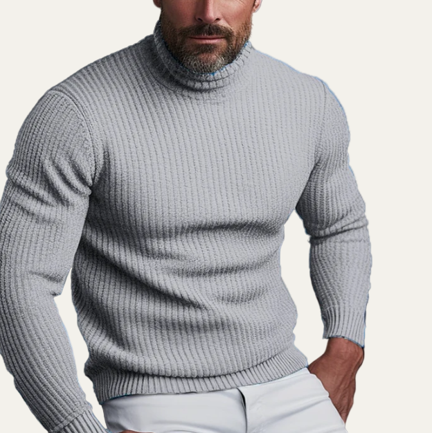 VogeLuxe | Pull col roulé côtelé classique pour homme 2